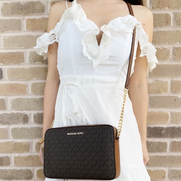 Michael Kors Jet Set East West Large Leather Crossbody Bag - Picture 3 of 4